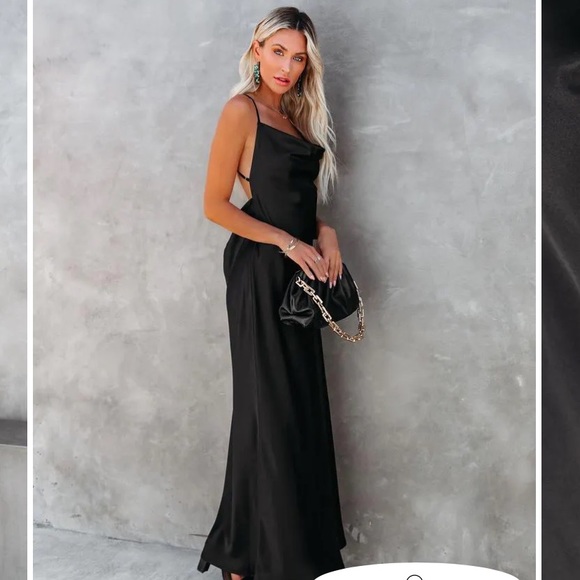 Vici Dresses & Skirts - VICI Black Satin Dress